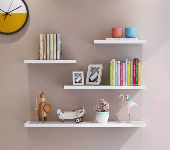 Kit 4 Prateleiras reta 20/30/40/50 nicho Mdf Branco