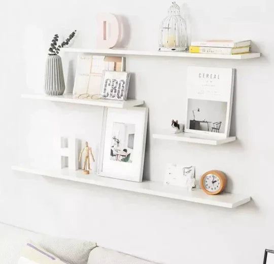 Kit 4 Prateleiras reta 20/30/40/50 nicho Mdf Branco