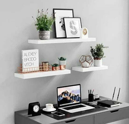 Kit 4 Prateleiras reta 20/30/40/50 nicho Mdf Branco
