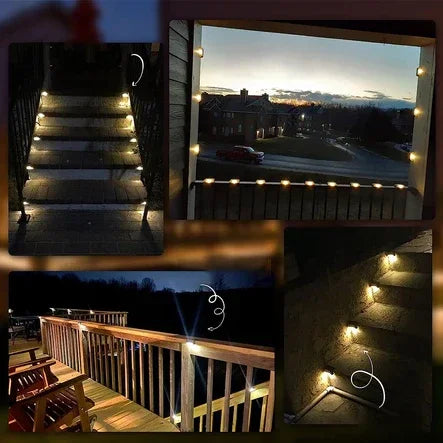 Luminária Solar Para Escada Parede Muro À Prova D'água 8 unidades