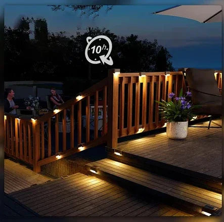 Luminária Solar Para Escada Parede Muro À Prova D'água 8 unidades