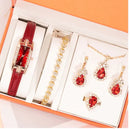 Relógio Escarlate com Colar, Brinco e Anel - Darzo